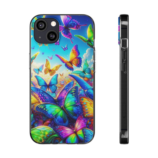 "Neon Brilliance" NEON Butterflies Art Polycarbonate Phone Case Samsung Galaxy s21 s22 Google Pixel 6 Iphone 11 12 13 14 Pro Max Mini Plus