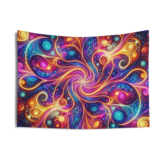Vivid Cosmic Fractal Euphoria. Infinity Patterns Art Tapestry