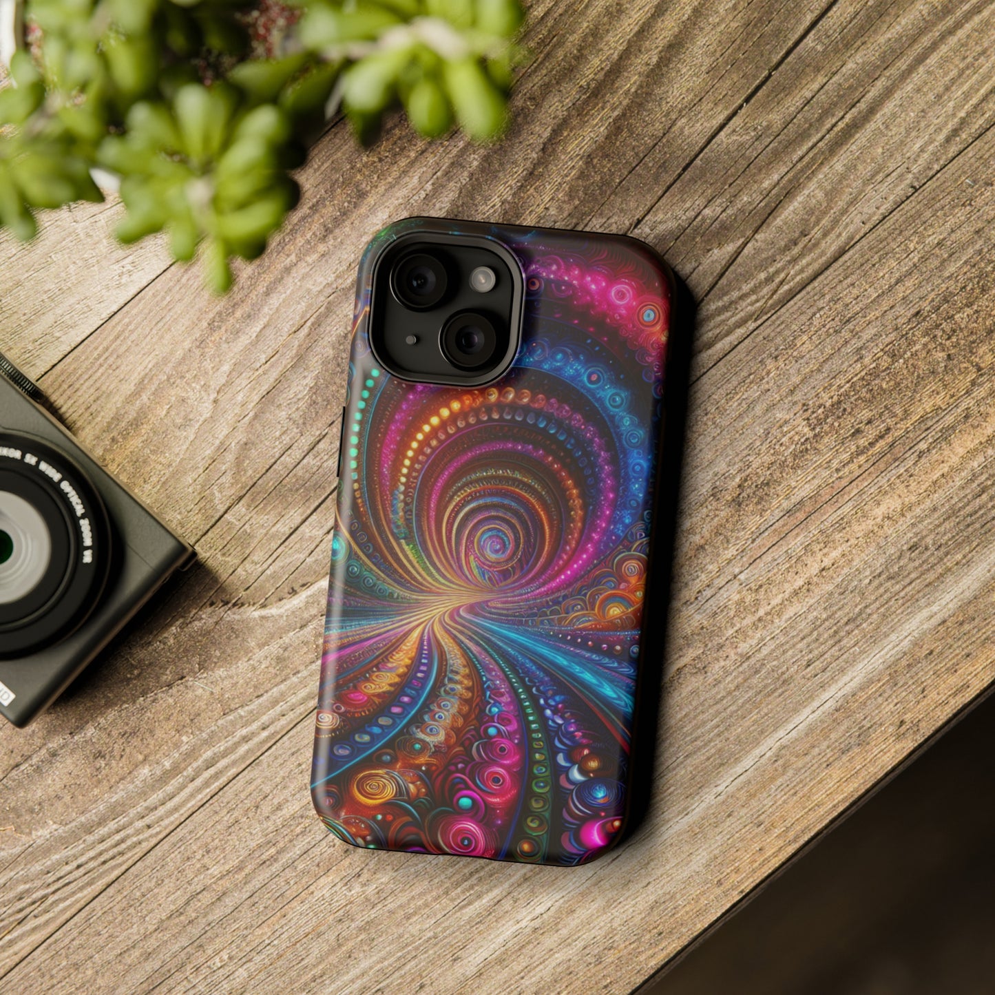 Neon Eternal Infinity Oasis. Neon Trippy Infinity Patterns Premium Art Magsafe Magnet Tough IPhone 13 14 15 Pro Plus Max and Mini in Matte and Glossy Phone cases