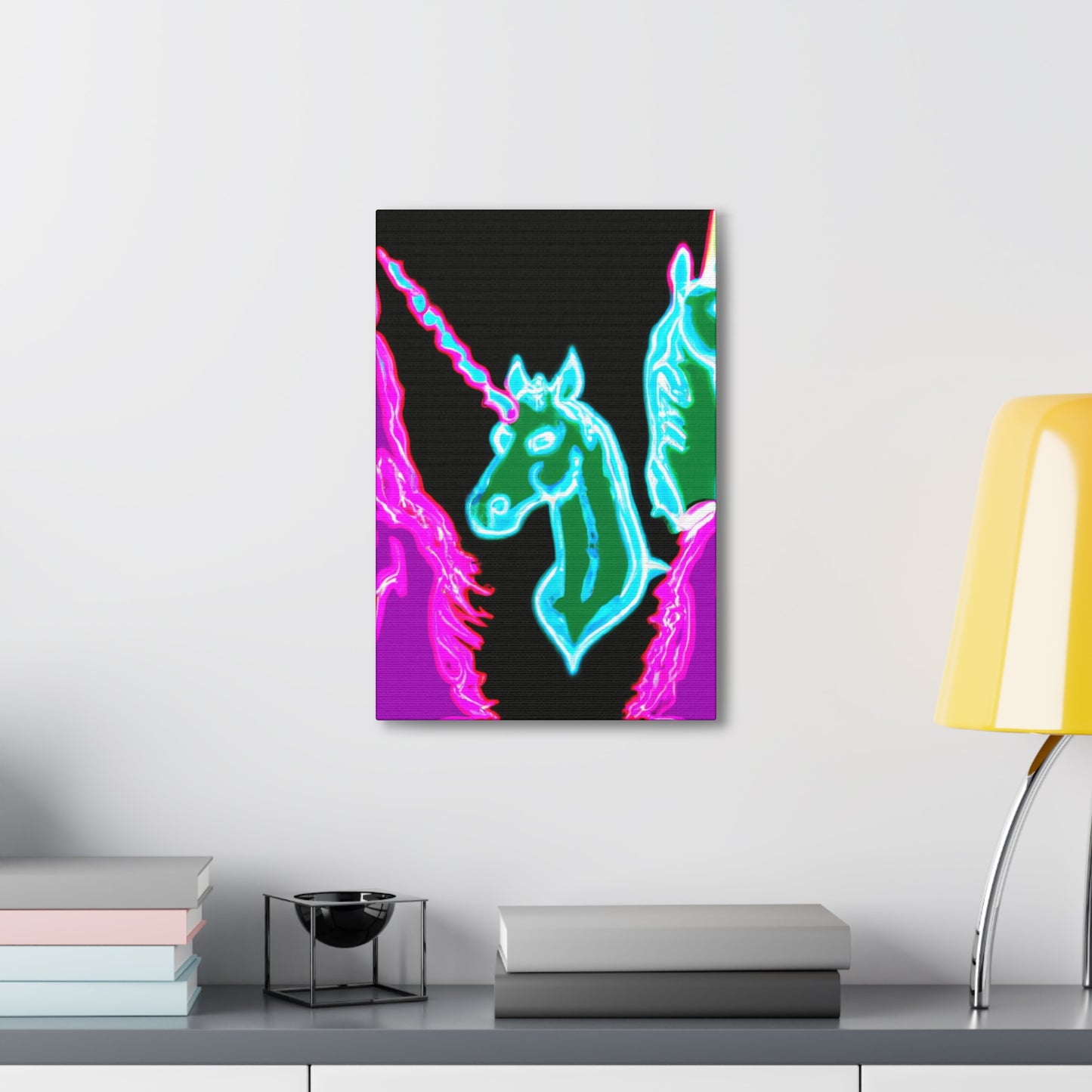 'Unicorns of the Electric Rainbow' NEON Unicorns Art Canvas