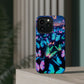 "Fantasia of Neon Butterflies" Neon Butterflies Premium Art Magsafe Magnet Tough IPhone 13 14 15 Pro Plus Max and Mini in Matte and Glossy Phone cases