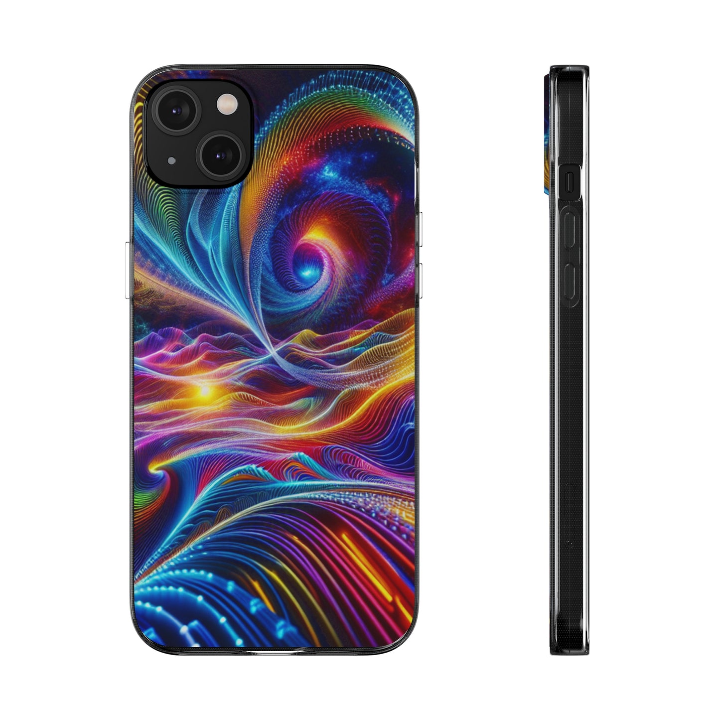 Neon Vortex. Infinity Patterns Art Polycarbonate Phone Case