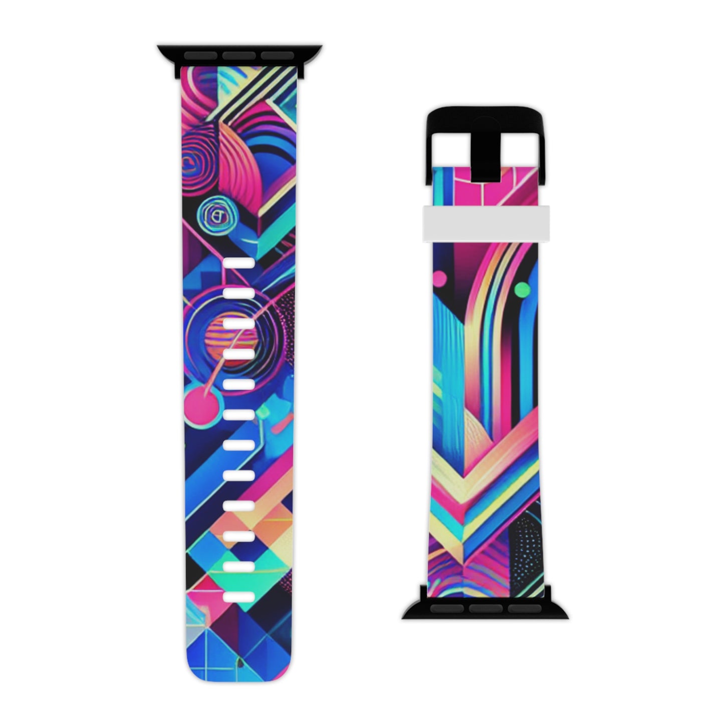 "Neon Glitchscape" - Trippy Infinity Patterns Iwatch Band