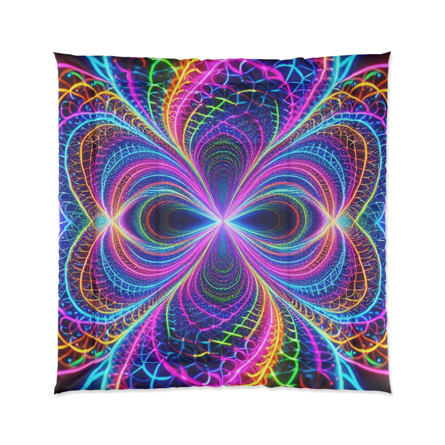 Neon Infinity Splendor. Trippy Infinity Patterns Comforter Blanket