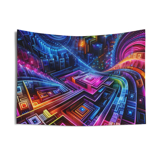 Cosmic Spiral Splatters. Infinity Patterns Art Tapestry