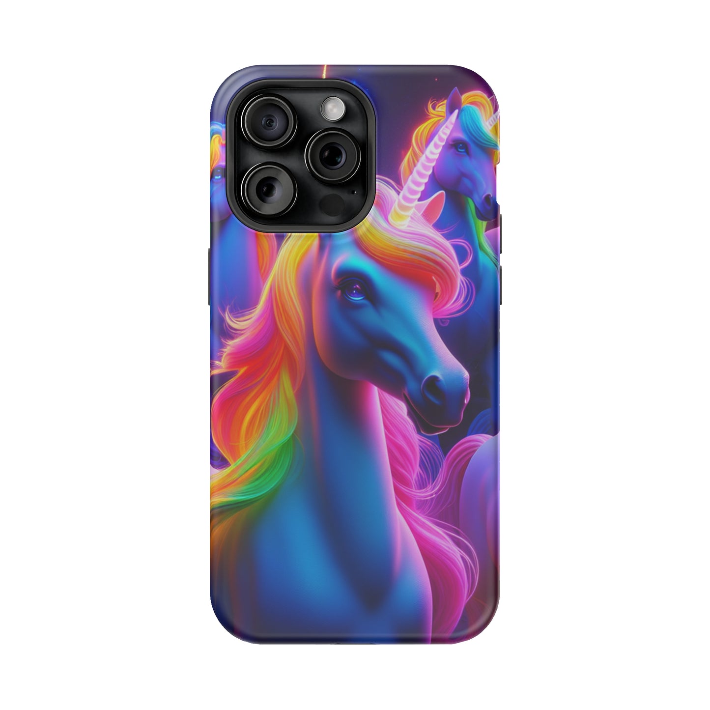 Neon Nighthorn Pride Neon Unicorns Premium Art Magsafe Magnet Tough IPhone 13 14 15 Pro Plus Max and Mini in Matte and Glossy Phone cases