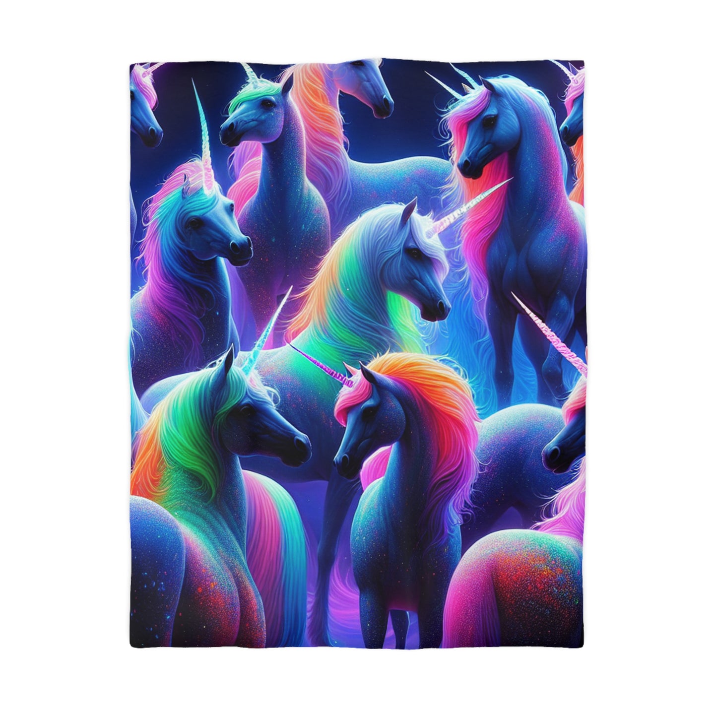 Ambrosius da Vinci - NEON Unicorns Microfiber Duvet Cover