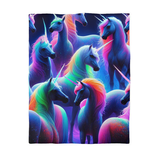 Ambrosius da Vinci - NEON Unicorns Microfiber Duvet Cover