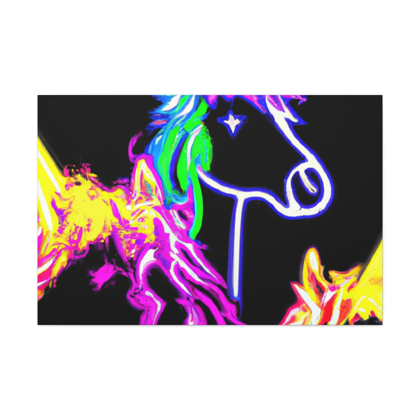 "Vibrant Neon Magic" NEON Unicorns Art Canvas