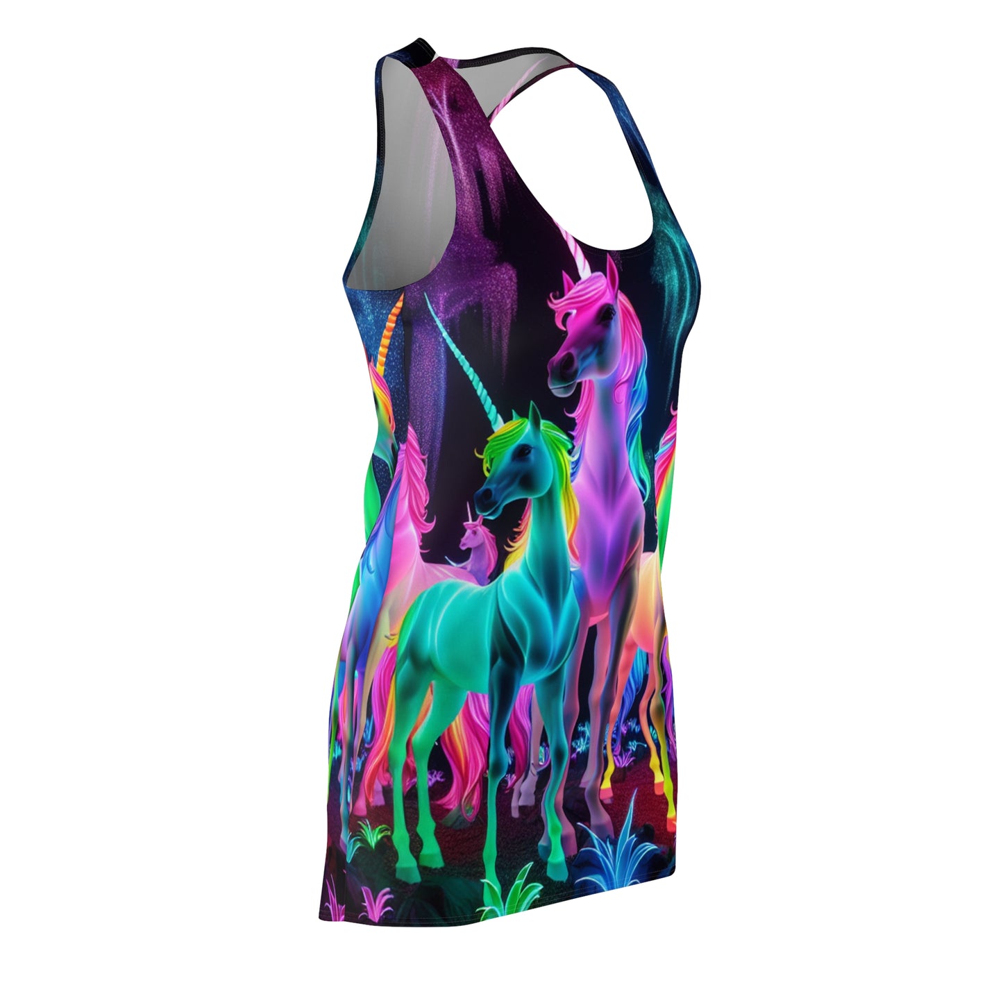 Neon Unicorn Splatter Neon Unicorns Racerback Dress