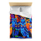 Salvador da Vinci - NEON Owls Microfiber Duvet Cover