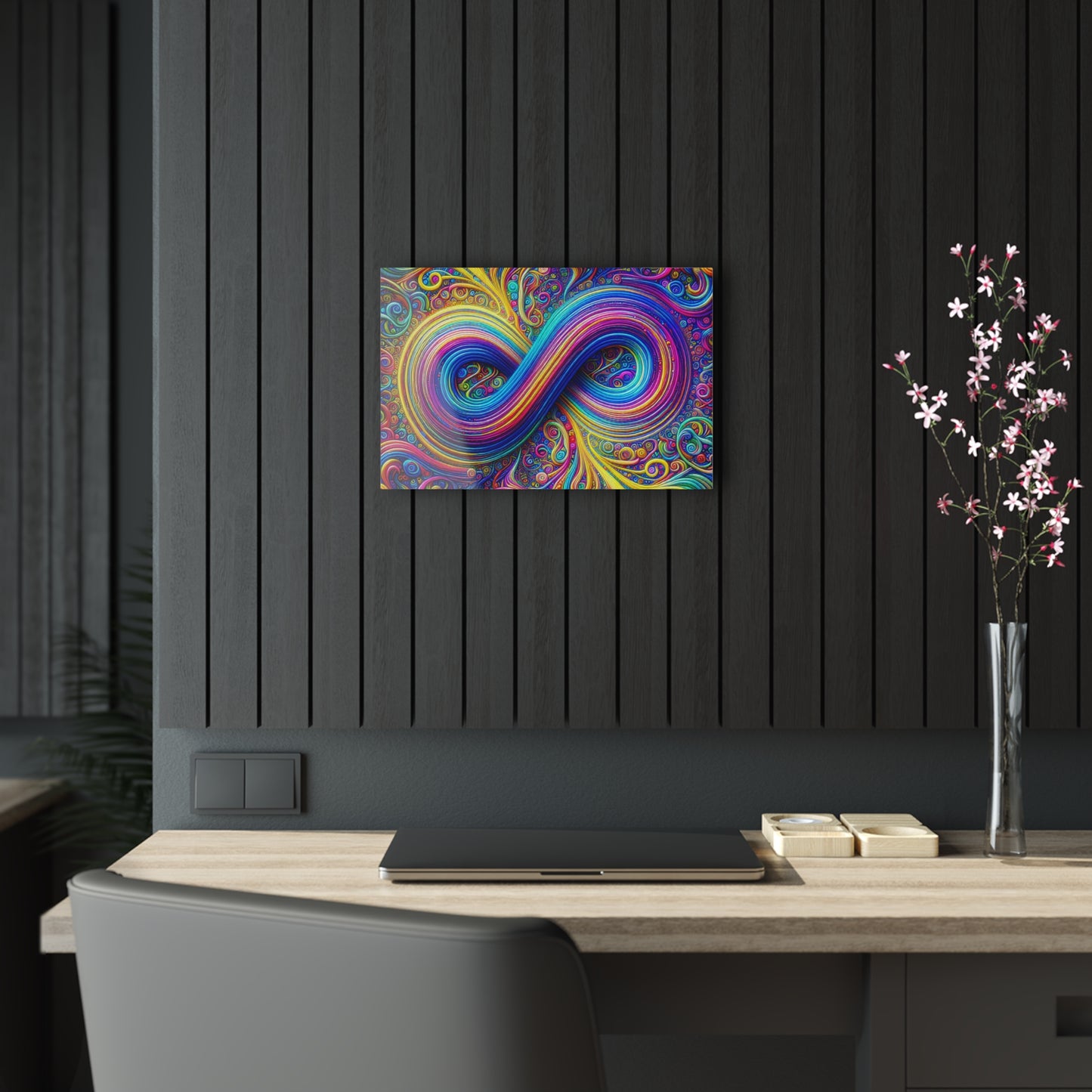 Cosmic Spirograph Symphony. Trippy infinity Pattern 1/4" Glossy Acrylic Art