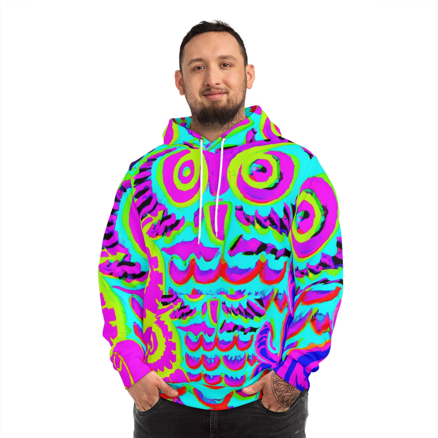 Vividly Neon Nocturnal Parley - NEON Owls AOP Hoodie