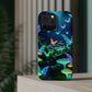 "Neon Meadow" Neon Butterflies and Mushrooms Premium Art Magsafe Magnet Tough IPhone 13 14 15 Pro Plus Max and Mini in Matte and Glossy Phone cases