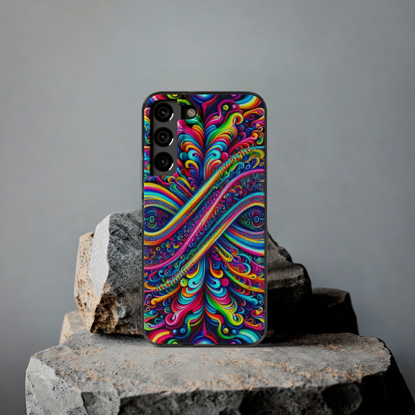 'Infinite Neon Illusion' Infinity Patterns Art Polycarbonate Phone Case