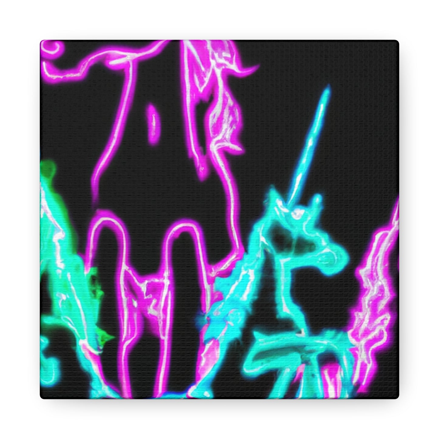 "Neon Paradise: A Unicorn Escapade" NEON Unicorns Art Canvas