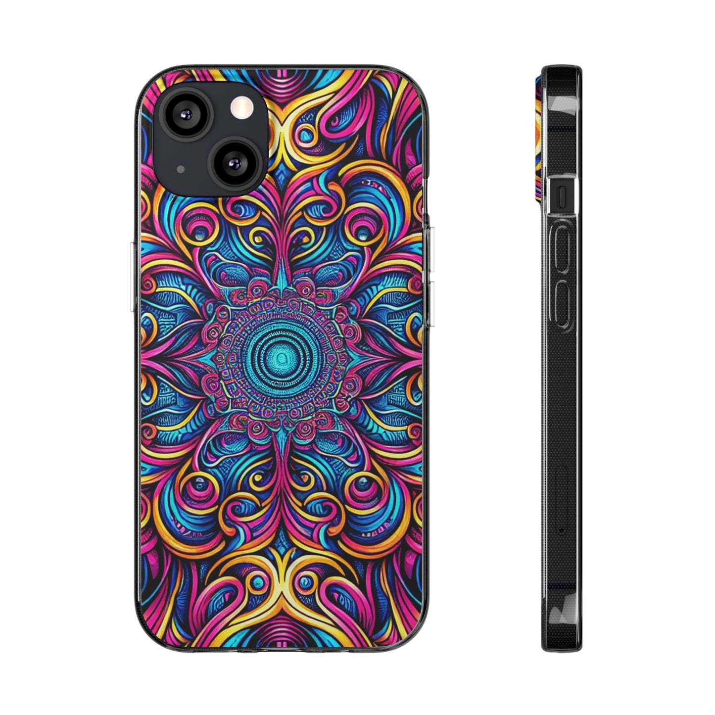 "Fantasia of Fluorescence" Infinity Patterns Art Polycarbonate Phone Case Samsung Galaxy s21 s22 Google Pixel 6 Iphone 11 12 13 14 Pro Max Mini Plus