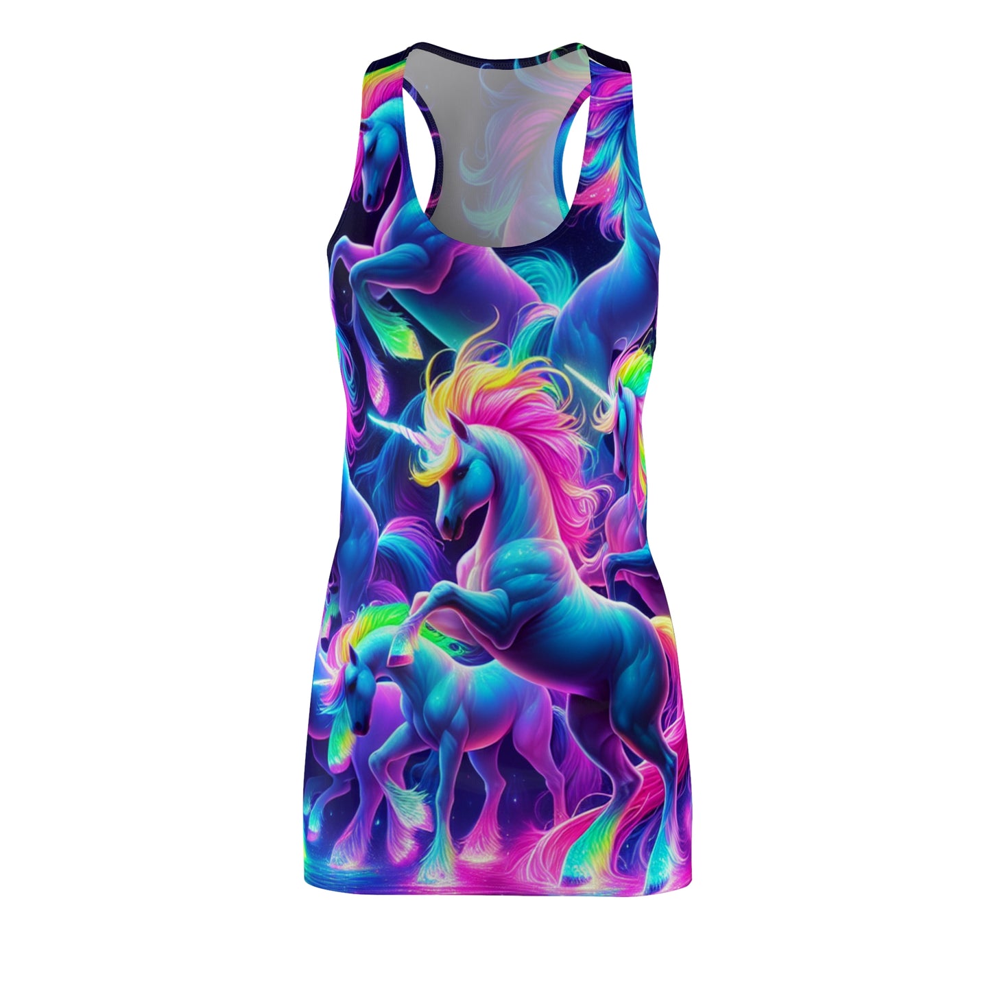 "Lighted Fantasia" Neon Unicorns Racerback Dress