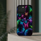 'Euphoria in Neon Flight' Neon Butterflies Premium Art Magsafe Magnet Tough IPhone 13 14 15 Pro Plus Max and Mini in Matte and Glossy Phone cases
