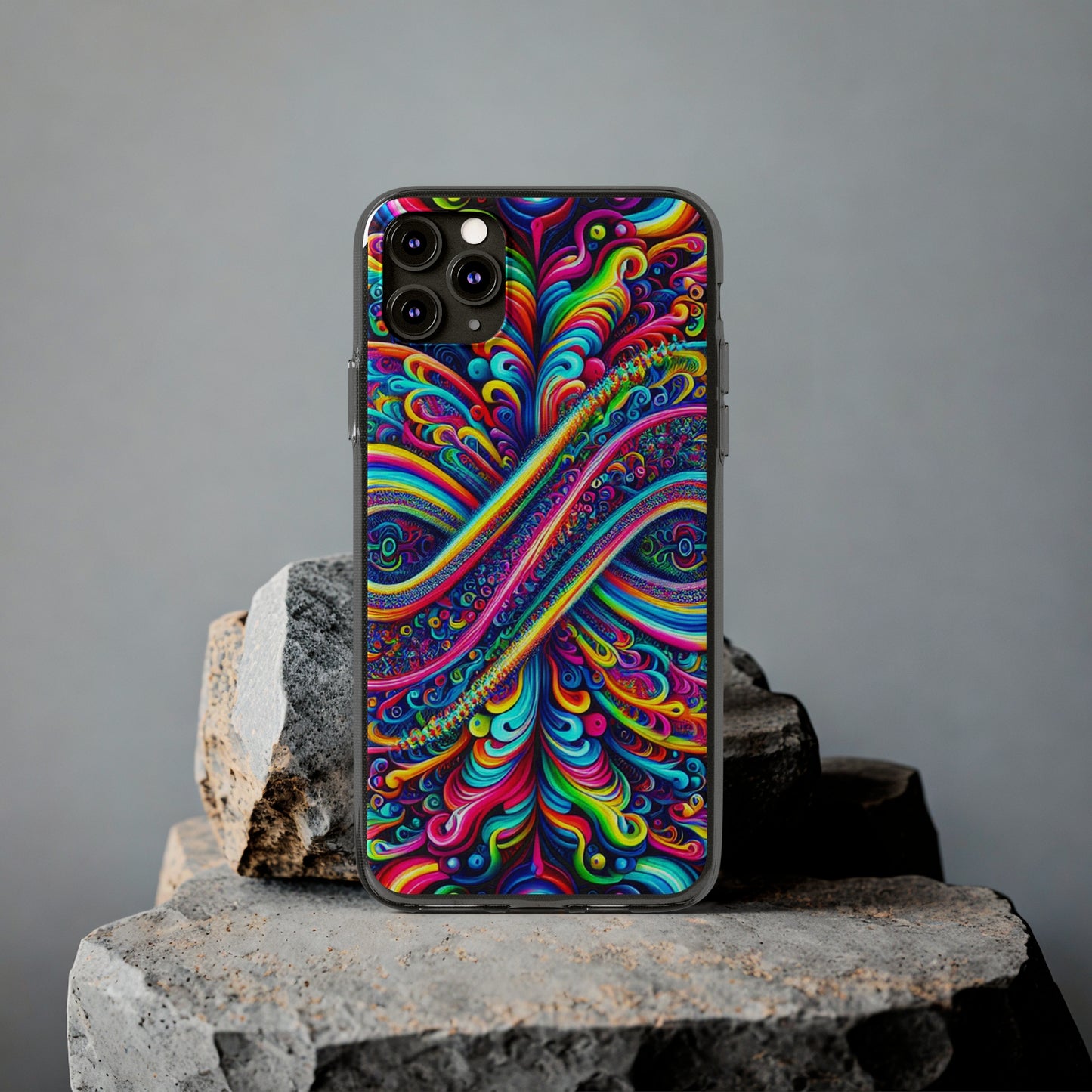 'Infinite Neon Illusion' Infinity Patterns Art Polycarbonate Phone Case