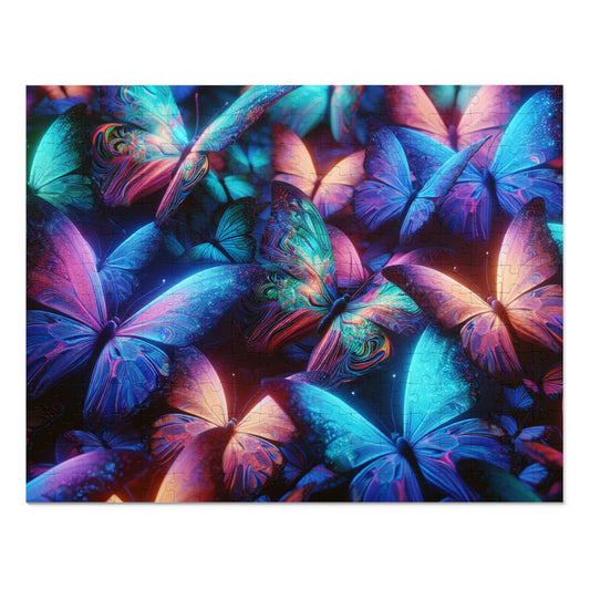 "Neon Flutter" - Neon Butterflies Puzzle30, 110, 252, and 1000 Pieces