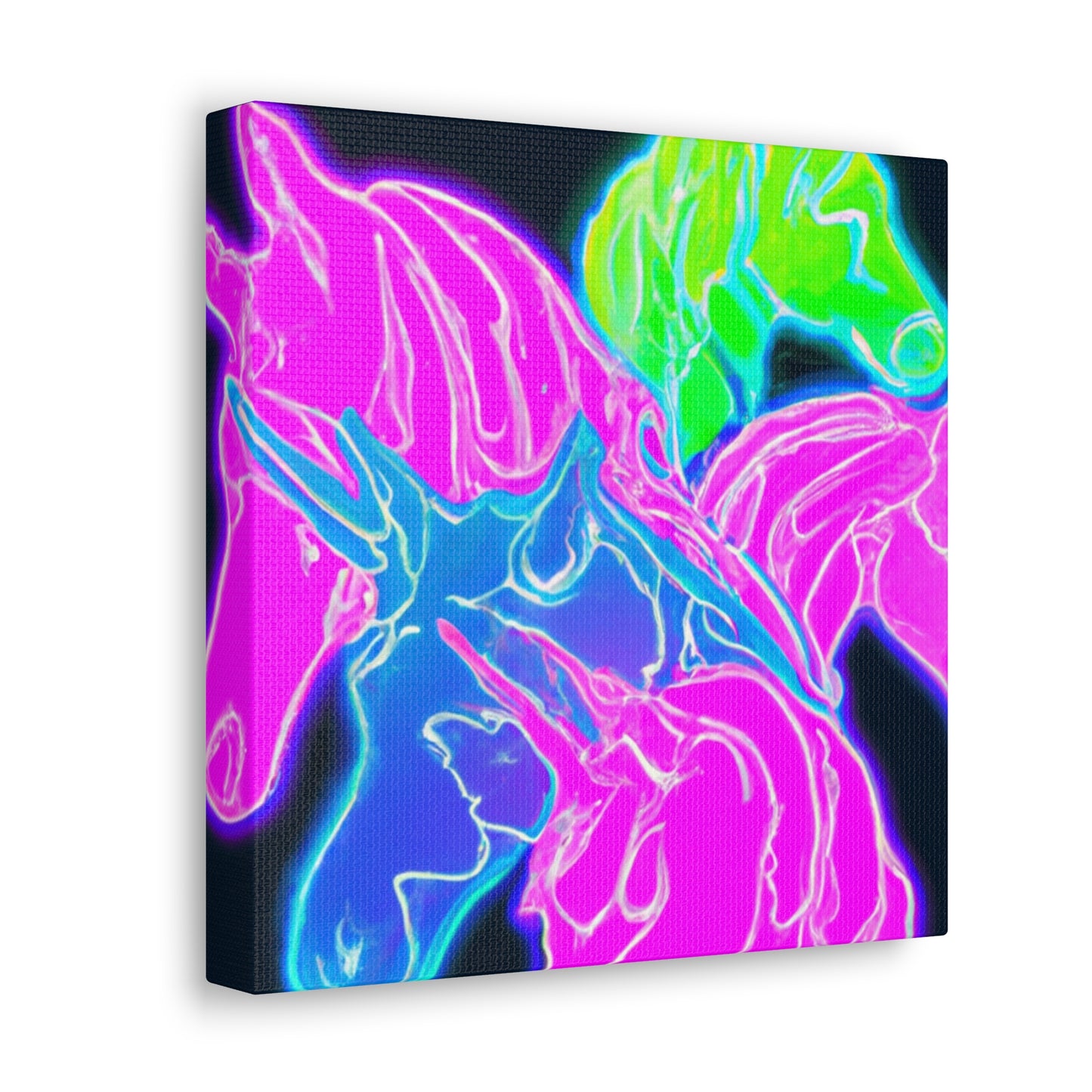 Neon Flurry Unicorns. NEON Unicorns Art Canvas