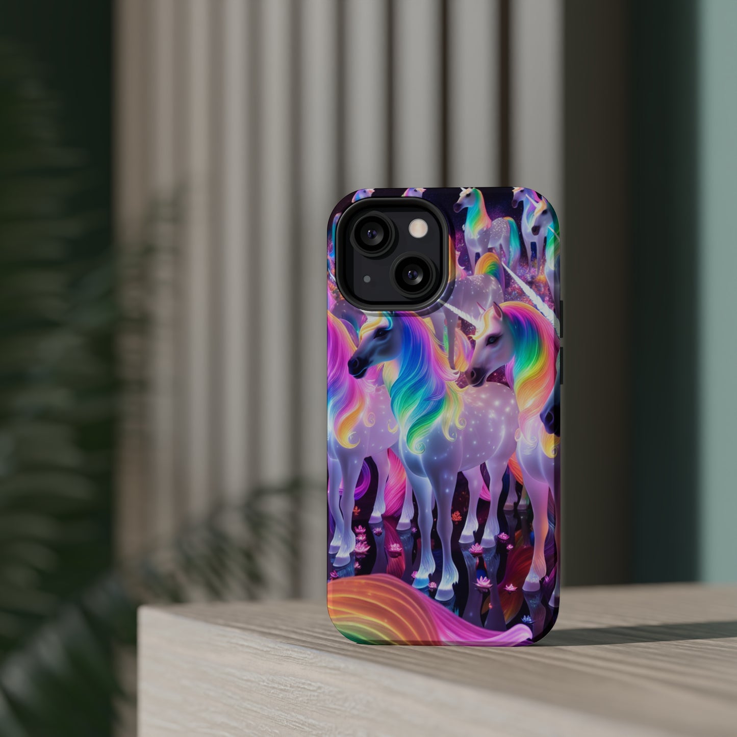 Neon Wonderland Unicorns Neon Unicorns Premium Art Magsafe Magnet Tough IPhone 13 14 15 Pro Plus Max and Mini in Matte and Glossy Phone cases