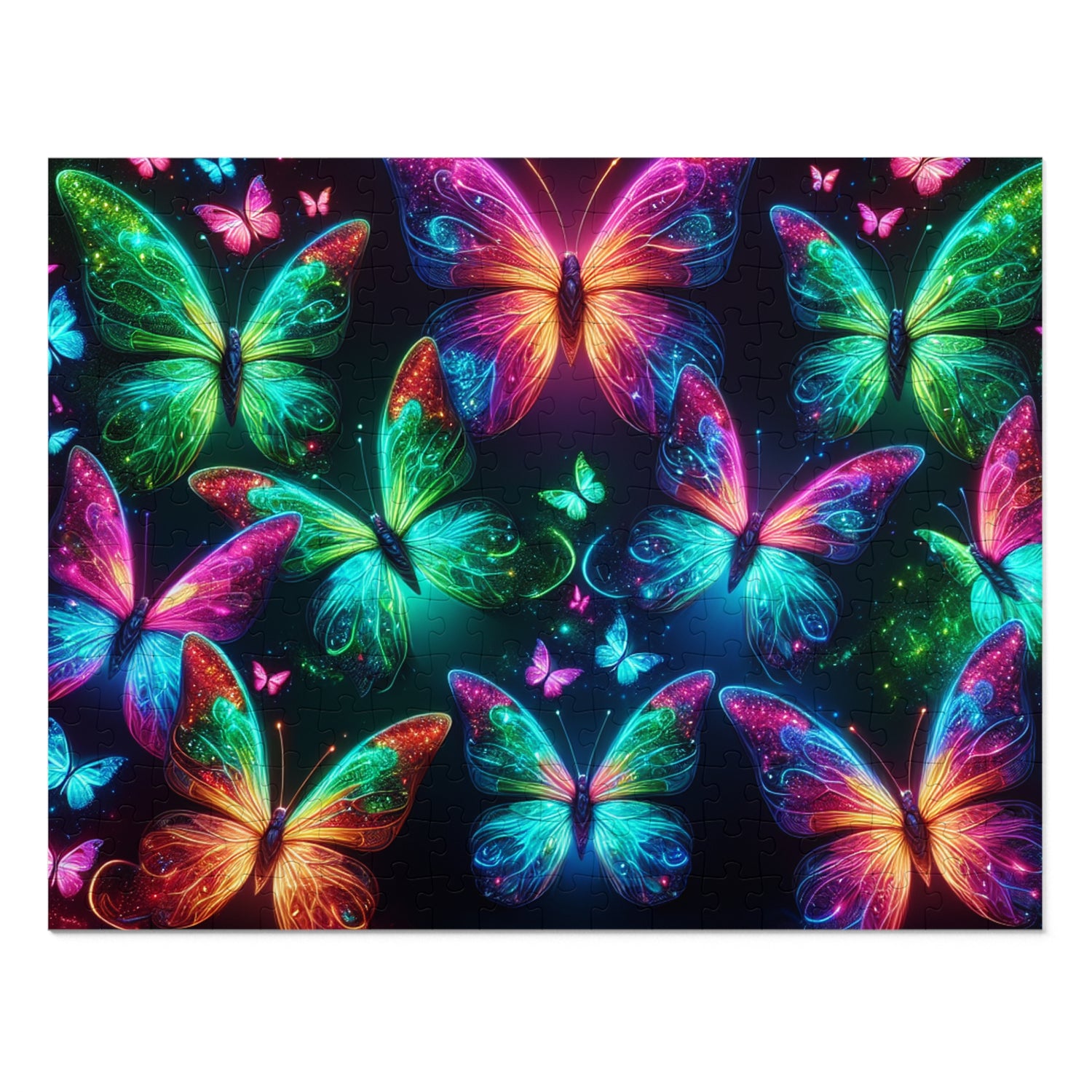 Neon Flutter. - Neon Butterflies Puzzle30, 110, 252, and 1000 Pieces