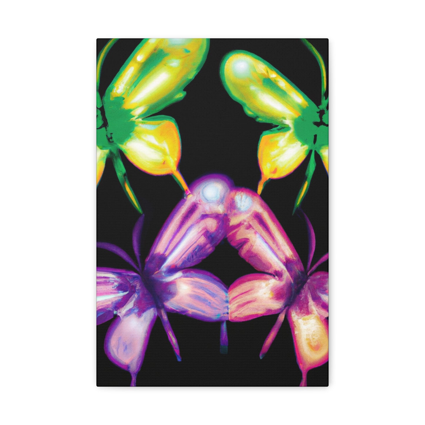 'Neon Flutter Skies' Neon Butterflies  Art Canvas