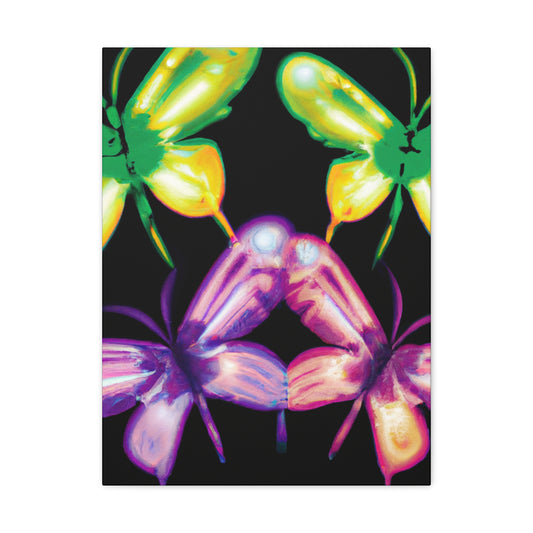 'Neon Flutter Skies' Neon Butterflies  Art Canvas