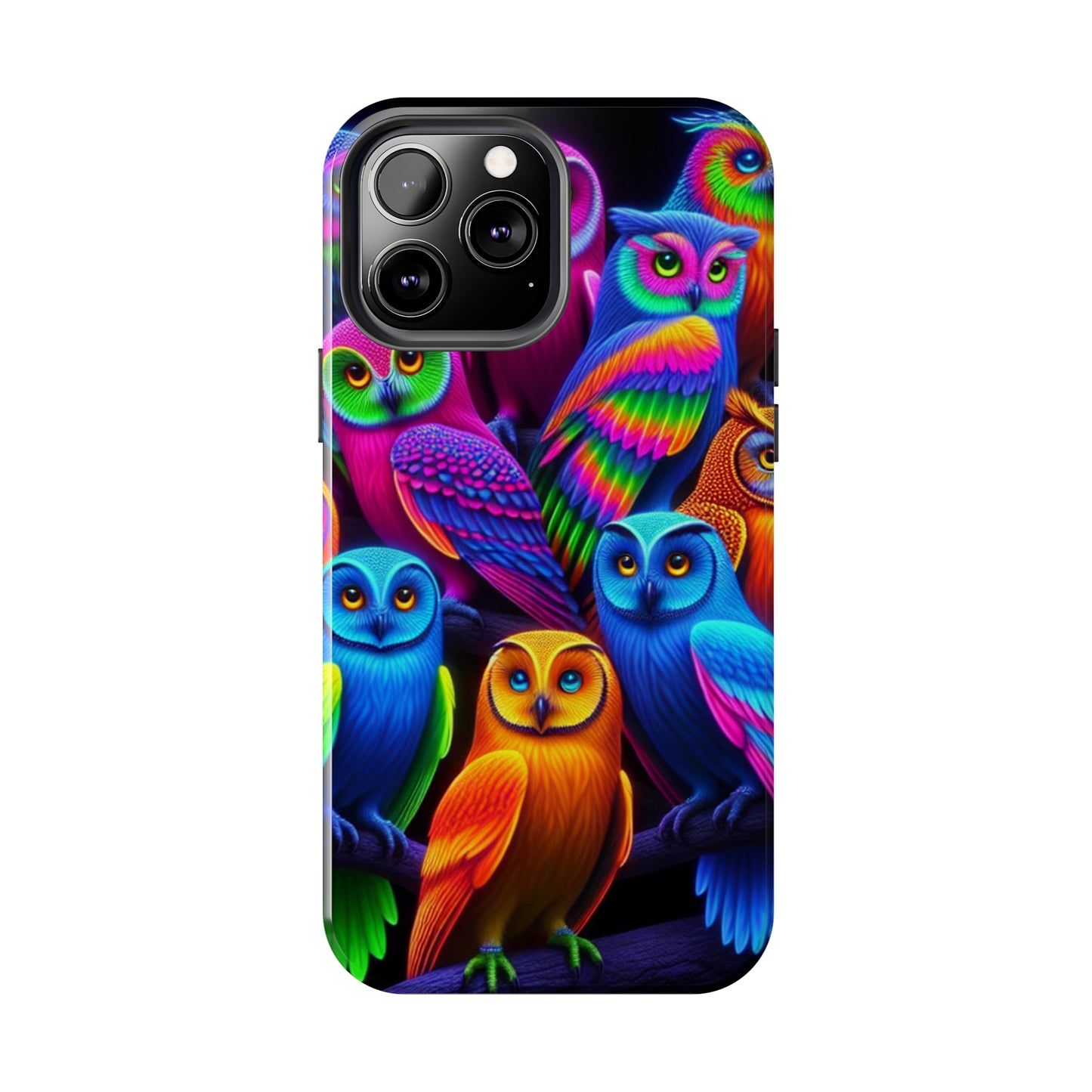 "Electric Vivid Night Owls" NEON Owls Tough Phone Case