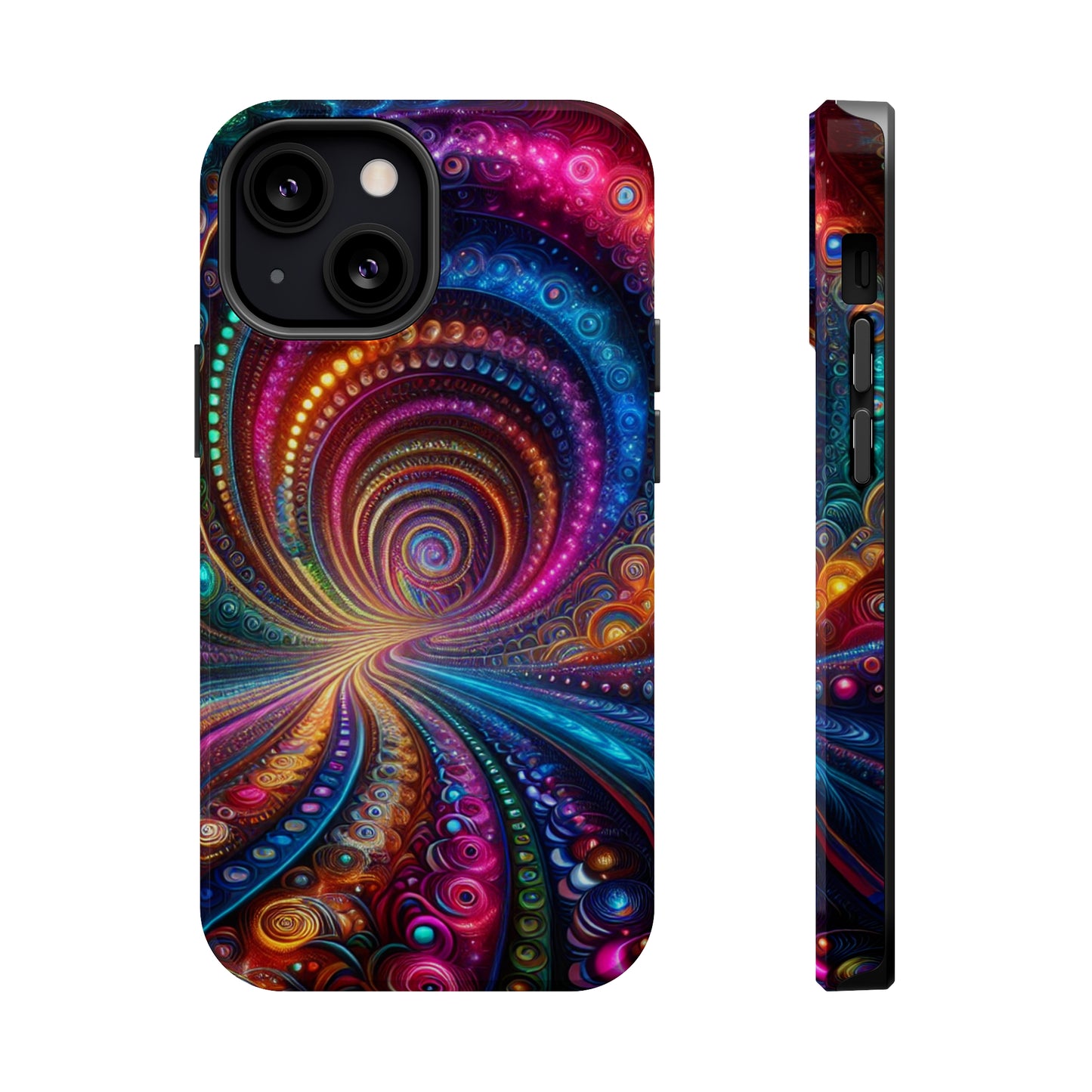 Neon Eternal Infinity Oasis. Neon Trippy Infinity Patterns Premium Art Magsafe Magnet Tough IPhone 13 14 15 Pro Plus Max and Mini in Matte and Glossy Phone cases
