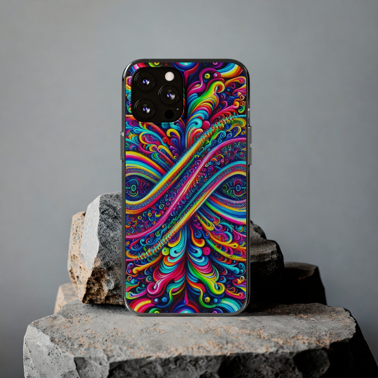 'Infinite Neon Illusion' Infinity Patterns Art Polycarbonate Phone Case
