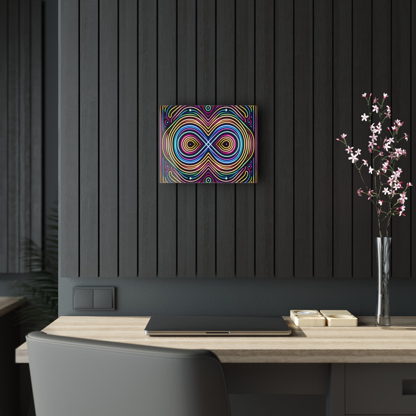 Neon Infinity Fantasia. Trippy infity Pattern 1/4" Glossy Acrylic Art