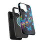"Neon Dreamscape" Neon Butterflies and Mushrooms Premium Art Magsafe Magnet Tough IPhone 13 14 15 Pro Plus Max and Mini in Matte and Glossy Phone cases