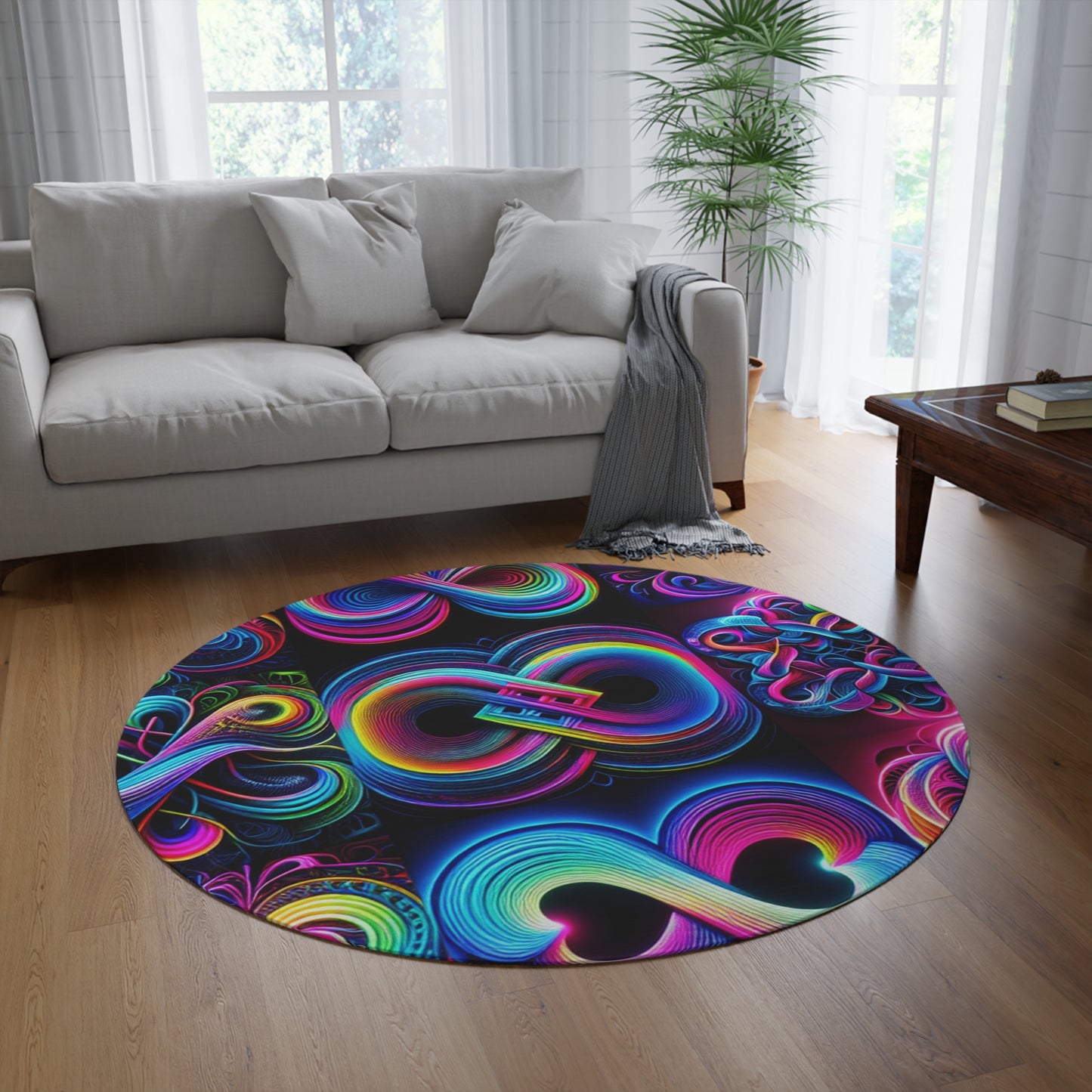 Optical Phantasmagoria Infinity Patterns Round Rug