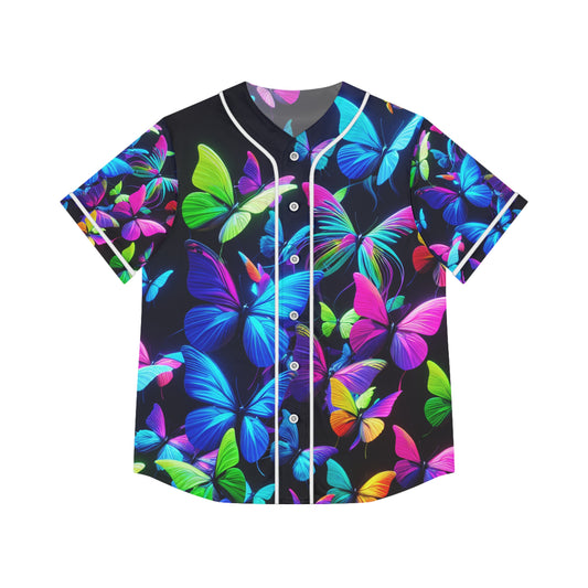 "Aurora's Neon Butterfly Dreamscape" Neon Butterflies Womans Jersey