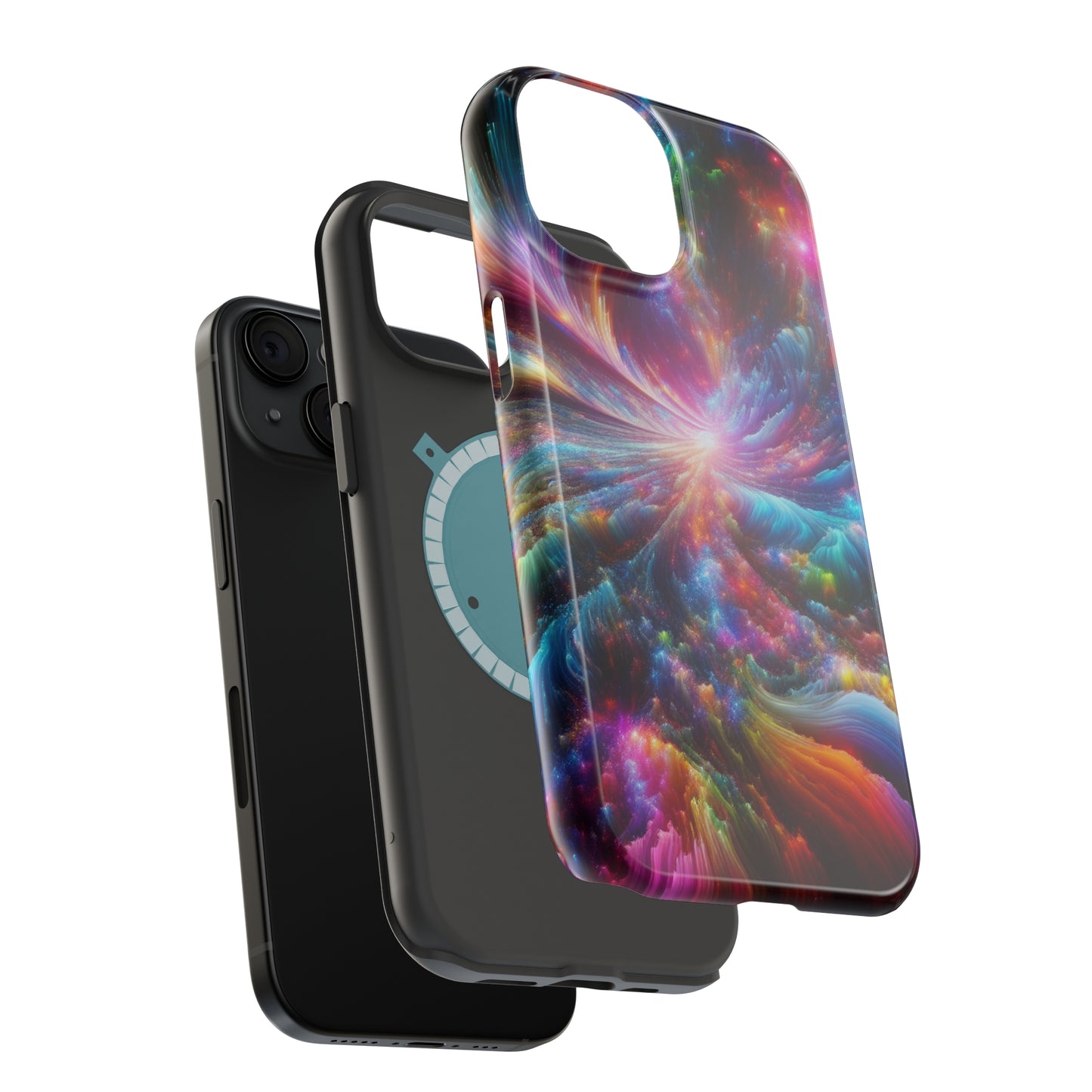 Neon Infinity Chromadrift. Neon Trippy Infinity Patterns Premium Art Magsafe Magnet Tough IPhone 13 14 15 Pro Plus Max and Mini in Matte and Glossy Phone cases