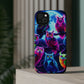 "Neon Splash of Owls" Neon Owls Premium Art Magsafe Magnet Tough IPhone 13 14 15 Pro Plus Max and Mini in Matte and Glossy Phone cases