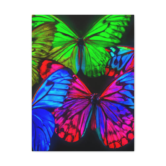 "Electric Dreamer's Dance" Neon Butterflies  Art Canvas