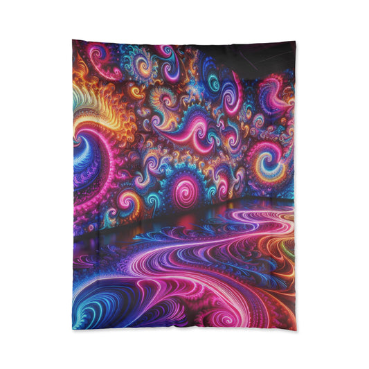 Neon Infinity Extravaganza. Trippy Infinity Patterns Comforter Blanket