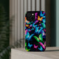 "Neon Butterfly Luridrainbow". Neon Butterflies Premium Art Magsafe Magnet Tough IPhone 13 14 15 Pro Plus Max and Mini in Matte and Glossy Phone cases