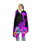 "Butterfly Carnival" - NEON Butterflies Art Hooded Snuggle Blanket