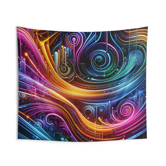 Neon Infinity Illuminations. Infinity Patterns Art Tapestry