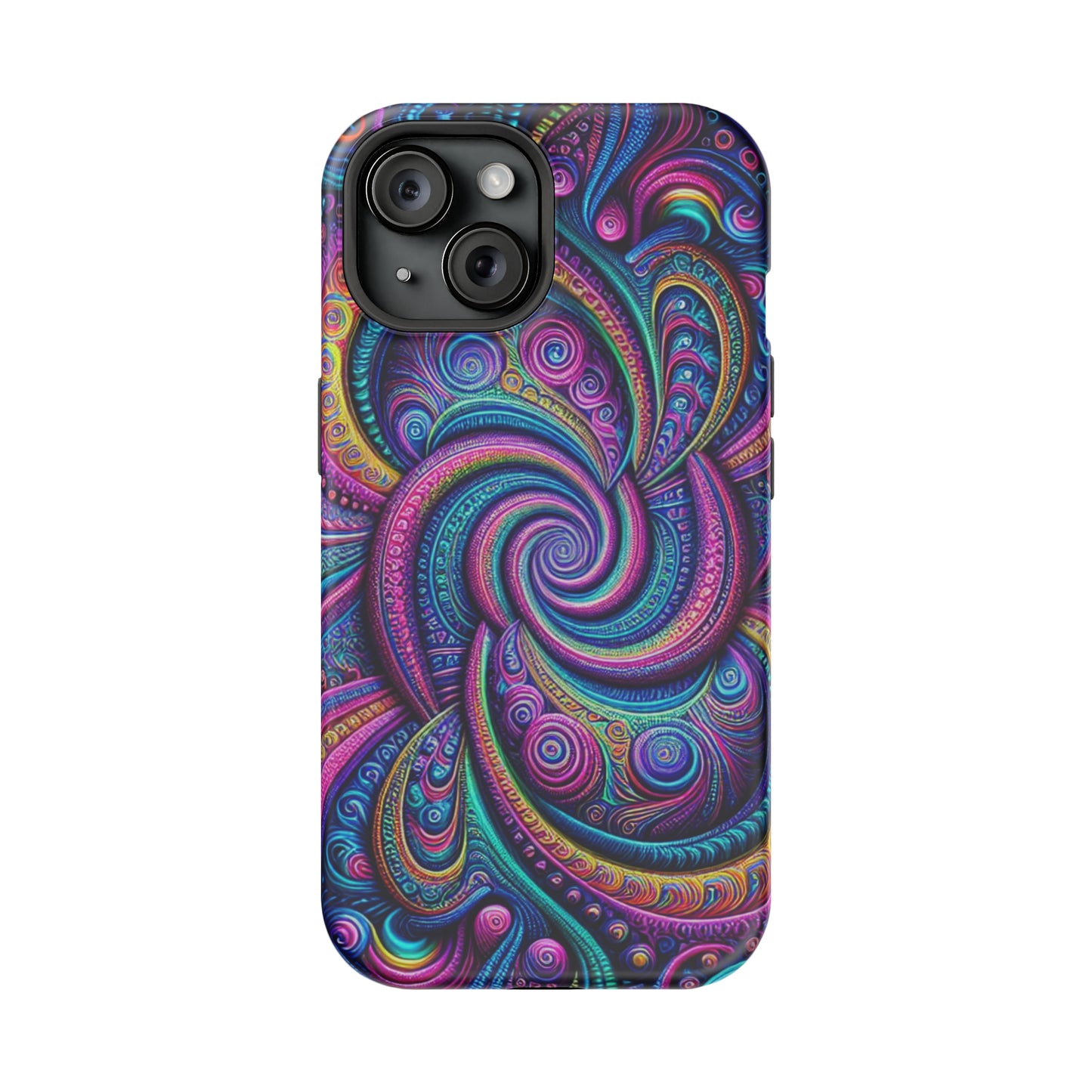 Cosmic Quasar Dreams. Neon Trippy Infinity Patterns Premium Art Magsafe Magnet Tough IPhone 13 14 15 Pro Plus Max and Mini in Matte and Glossy Phone cases