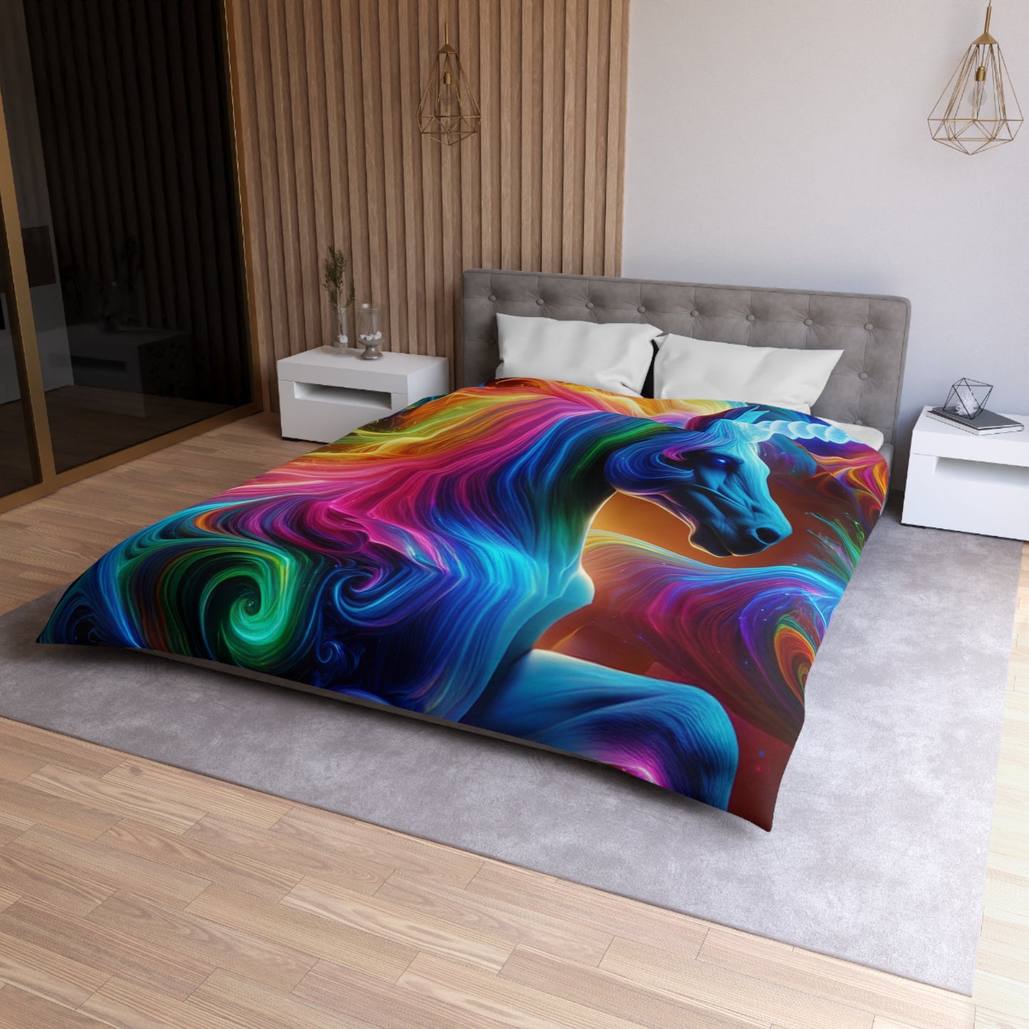 Giovanni Caravaggio - NEON Unicorns Microfiber Duvet Cover