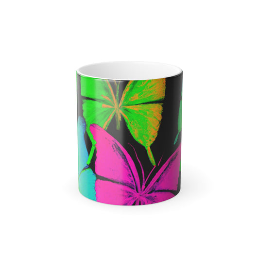 "Neon Nectar of Glowing Butterflies" Neon Butterflies 11oz Color Morphing Mug