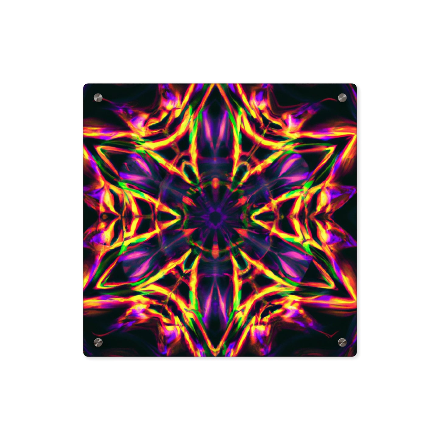Neon Ascension. Trippy Infinity Patterns Acrylic Art Panel