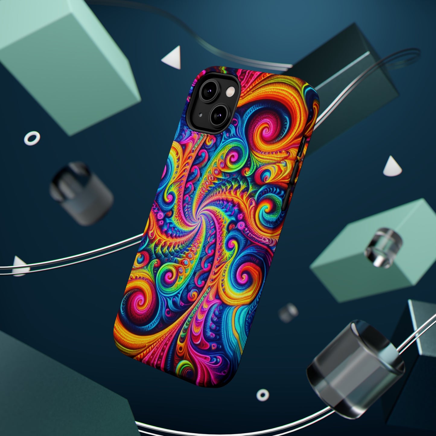 Trip-Infinite Radiance Neon Trippy Infinity Patterns Premium Art Magsafe Magnet Tough IPhone 13 14 15 Pro Plus Max and Mini in Matte and Glossy Phone cases