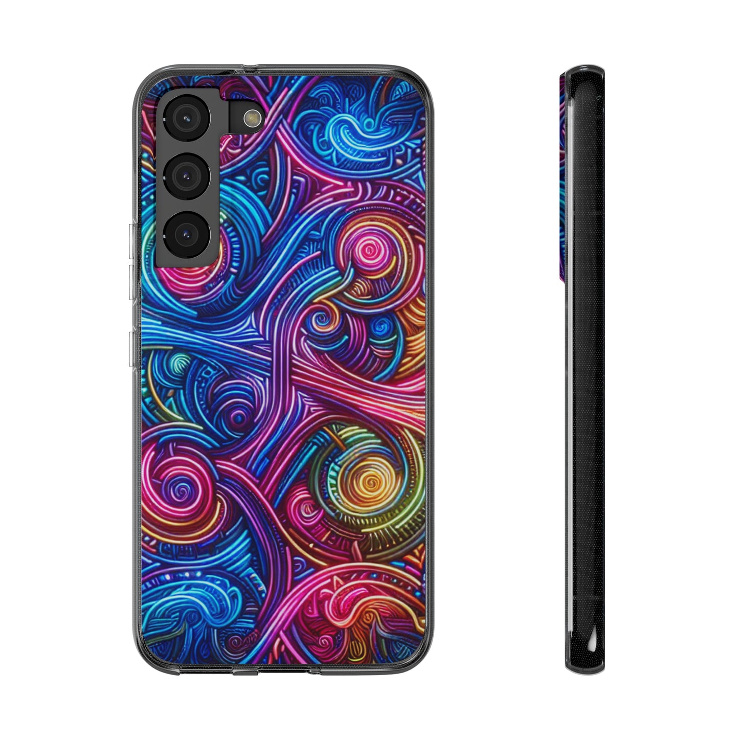 Vibrant Trippy Neon Infinity Ripples. Infinity Patterns Art Polycarbonate Phone Case Samsung Galaxy s21 s22 Google Pixel 6 Iphone 11 12 13 14 Pro Max Mini Plus